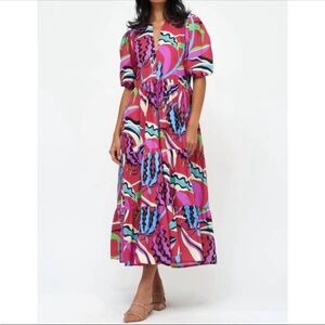 Oliphant Vibrant Multicolor Midi Dress